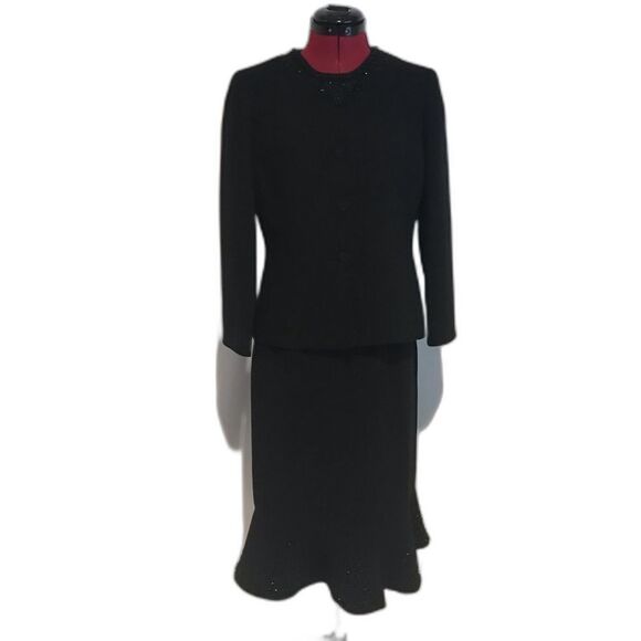 Kasper Skirt Suit Women's Size 4 Black Beaded 2-Piece Set Blazer & Skirt - Picture 11 of 12